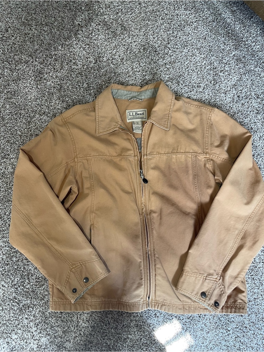 L.L. Bean Men's Khaki/Tan Canvas Zip-Front Jacket